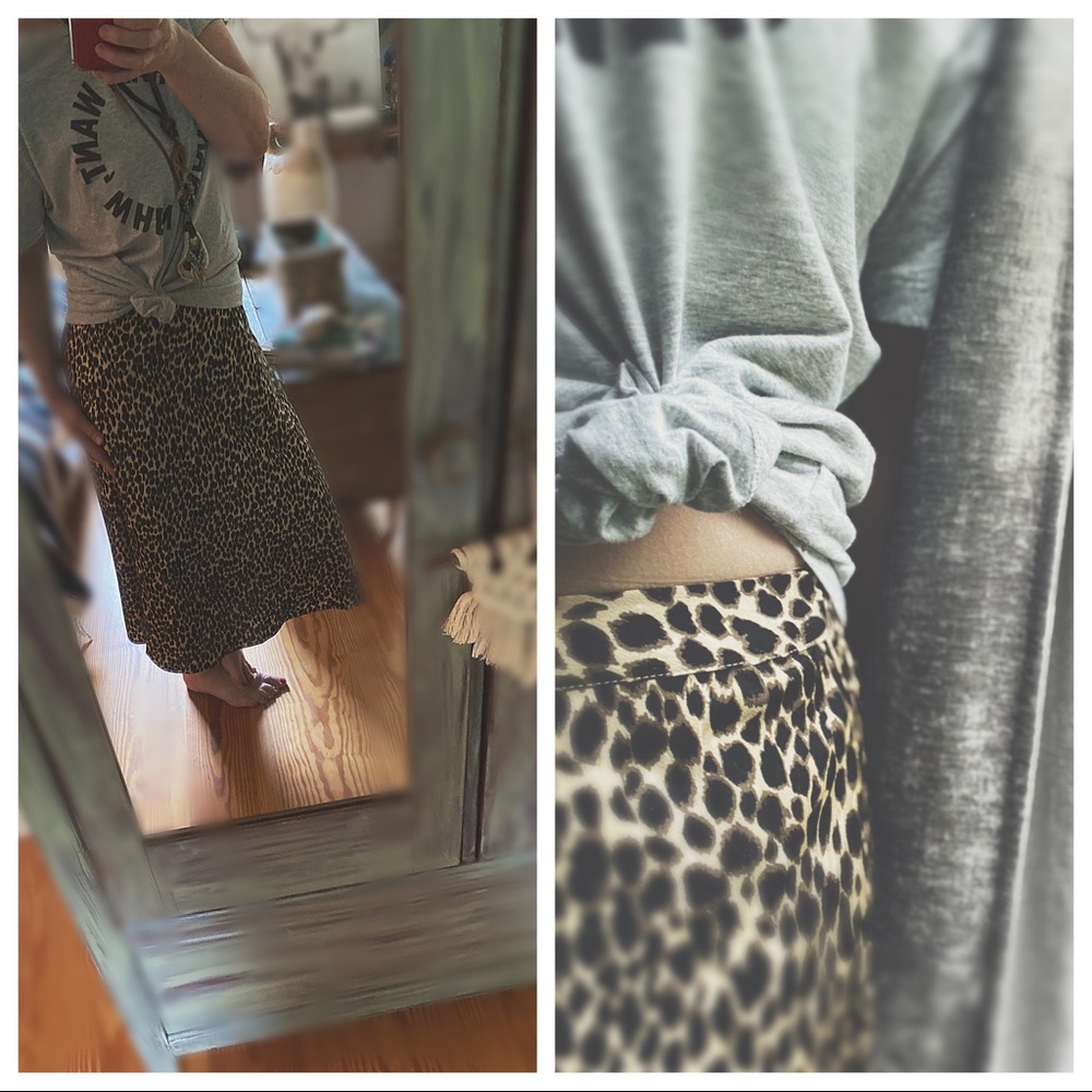 Boutique Artisan Leopard Print Midi Skirt | Handmade A-Line | NWOT Hp🌵 - Picture 4 of 11